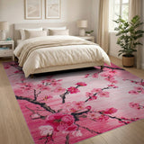 Pink Pink Cherry Blossom Floral Area Rug