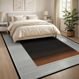 Orange Plaid Gradient Black Area Rug