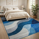 Blue Teal Abstract Wave Blue and Teal Area Rug