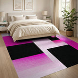 Bold Pink Black Geometric Area Rug