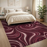 Red Marbled Swirl Area Rug