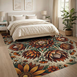 Orange Protea Floral Mandala Rug