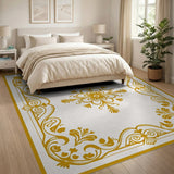 Ornate Gold Floral Medallion Rug