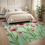 Red Poppy Meadow Area Rug