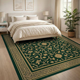 Emerald Green Gold Floral Persian Rug