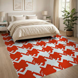 Red Bold Red Houndstooth Area Rug