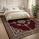 Maroon Traditional Persian Area Rug with Ornate Borders