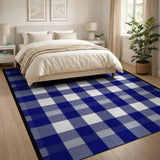 Navy Blue and White Buffalo Check Area Rug