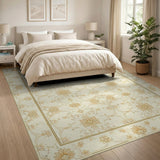 Cream Gold Floral Vine Area Rug