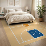 Geometric Modern Basketball Court Outline Area Rug