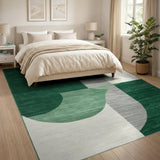 Geometric Modern Emerald Green Geometric Abstract Area Rug
