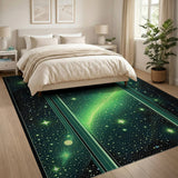 Glowing Green Cosmos Starry Rug