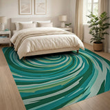 Teal Spiral Abstract Area Rug