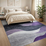 Purple Purple Wave Geometric Modern Area Rug