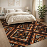 Bold Orange Geometric Diamond Area Rug