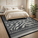 Black White Zigzag Geometric Area Rug