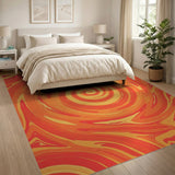 Swirling Vortex Orange Abstract Area Rug