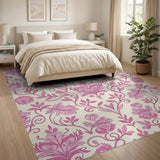 Pink Floral Vintage Pink Floral Damask Area Rug