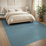 Blue Teal Geometric Dot Area Rug