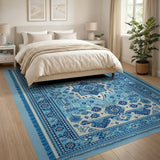 Teal Blue Persian Medallion Area Rug