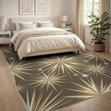 Brown and Tan Gold Starburst Geometric Area Rug