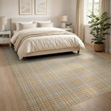 Beige and Neutral Rustic Farmhouse Beige Plaid Checkered Area Rug