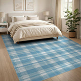 Blue White Gingham Checkered Area Rug