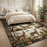 Giraffe and Spotted Deer Wildlife Area Rug