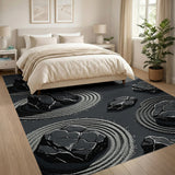 Zen Rocks Black White Area Rug