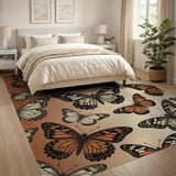 Orange Orange Butterfly Pattern Area Rug