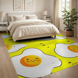 Smiling Fried Egg Yellow Cartoon Area Rug