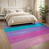 Vibrant Horizontal Geometric Modern Vibrant Multi-Color Horizontal Stripe Area Rug