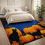 Spooky Black Cats Pumpkins Halloween Area Rug
