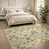 Gold Art Deco Fan Palm Area Rug