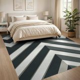 Bold Geometric Black White Zigzag Rug