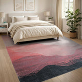Pink Layered Mountain Abstract Area Rug