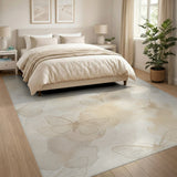Beige Moth Washable Area Rug