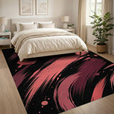 Sweeping Red Brushstroke Abstract Area Rug