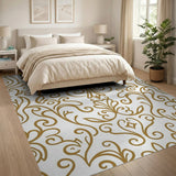 Floral Vintage Elegant Gold Damask Floral Area Rug