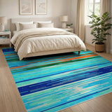 Vibrant Geometric Modern Vibrant Multi-Color Striped Area Rug