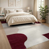 Red and Beige Organic Abstract Area Rug