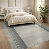 Grey Vertical Stripe Textured Area Rug