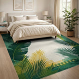 Green Lush Green Palm Leaf Coastal Area Rug