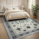 Navy Blue Star Geometric Area Rug
