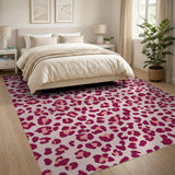 Pink Leopard Print Boho Area Rug