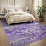 Purple Striped Geometric Area Rug