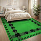 Green Shamrock Border Area Rug