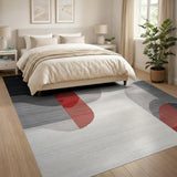 ODIKA Modern Abstract Geometric Washable Area Rug - Red & Black Non-Slip Low Pile Rug