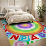 Rainbow Alphabet Block Letters Kids Area Rug