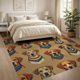Rainbow Bandana Dogs Kids Area Rug